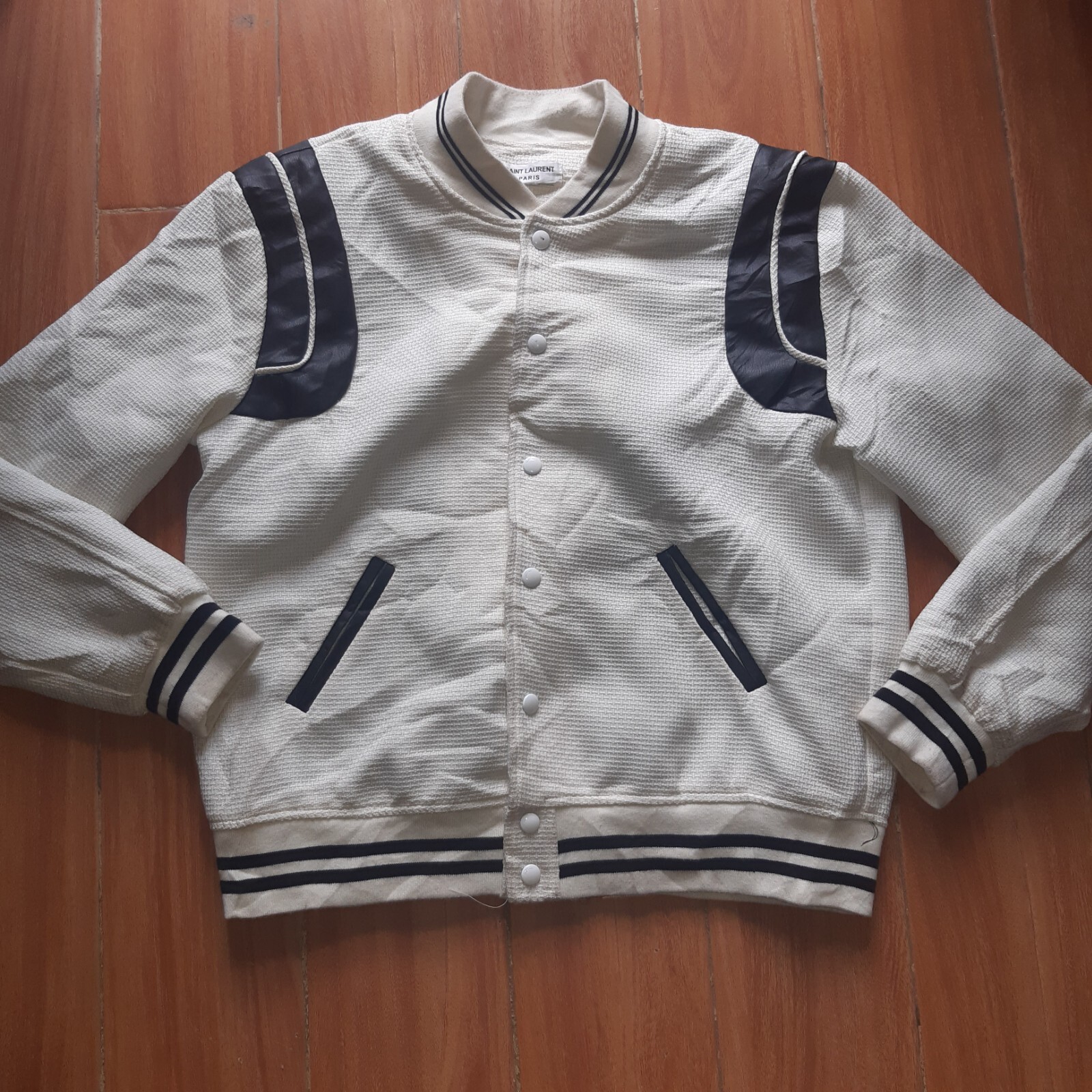 Giacca bomber SAINT LAURENT in cotone e pelle Teddy taglia M