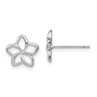 Ohrstecker 14 Karat Weißgold weiß poliert Plumeria Cutout