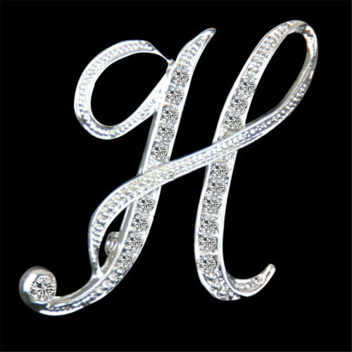 26 Buchstaben Kristall Strass Alphabet Brosche Hochzeit Damen Schmuck Menge DE - Picture 12 of 38