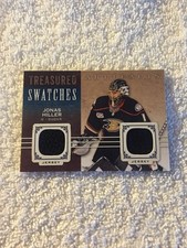 14/15 Artifacts Dual Treasure Swatches Jonas Hiller Hockey Card #TS-JH Mint
