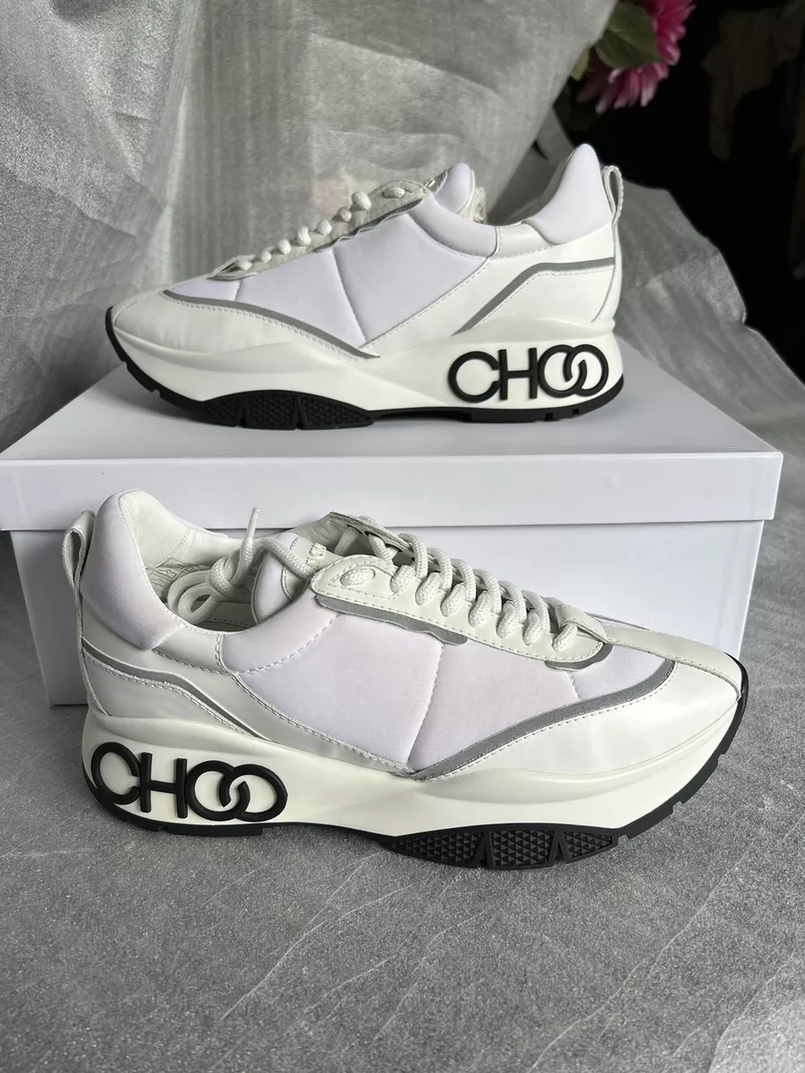 Jimmy Choo Raine Sneakers White Neoprene Calf Rubberized Leather US10,5 | eBay