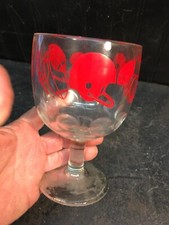 Foot Ball Theme  1975 Beer  Wine  Glass  Goblet   Retro Mid Century