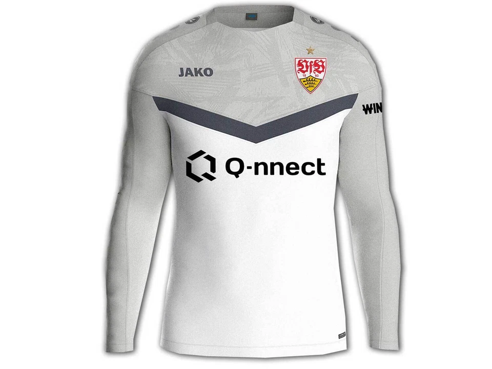 Vfb Stoccarda Felpa Iconica Bianco Jako 1893 Training Sudore Top Taglia M - 4XL - Immagine 2 di 3