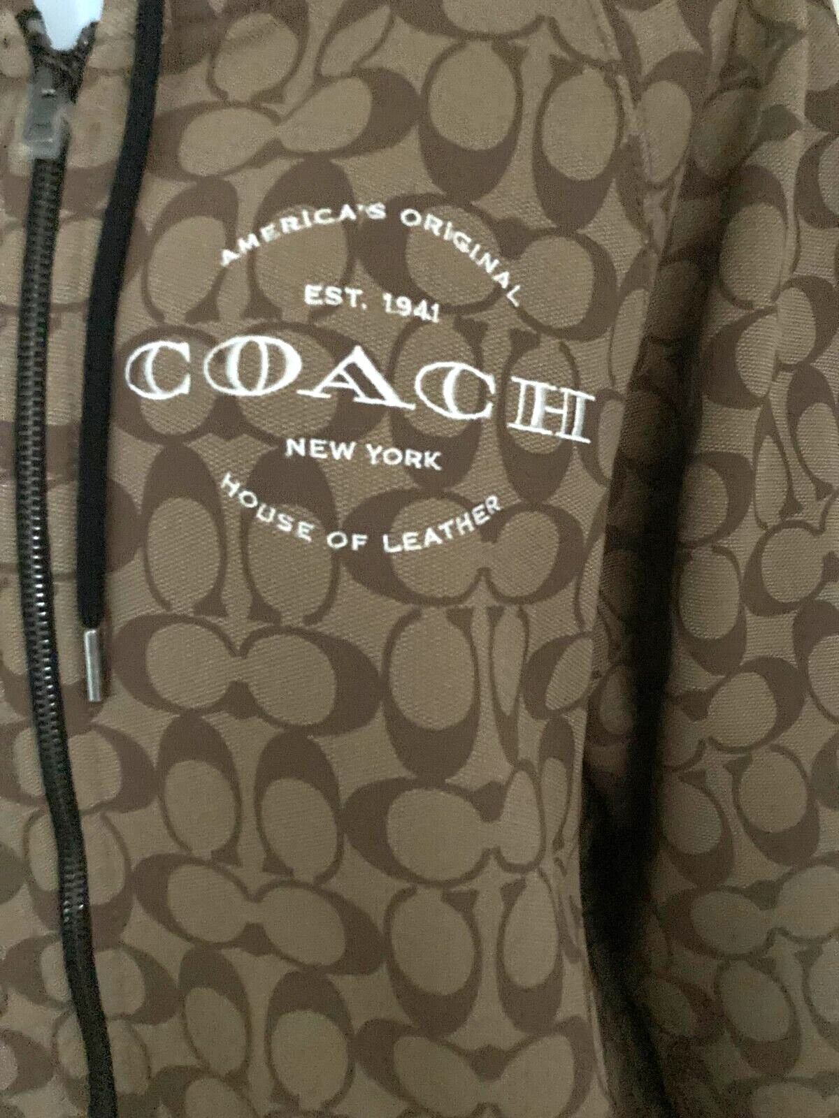 Coach Signature Felpa con Cappuccio Zip Donna Cachi Multi Taglia Media Nuova Con Etichetta