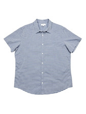 Calvin Klein Light Blue White Striped Short Sleeve Button Down Shirt Size Large