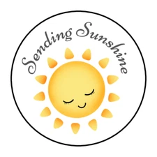 30 SENDING SUNSHINE ENVELOPE SEALS LABELS STICKERS 1.5" ROUND HAPPINESS