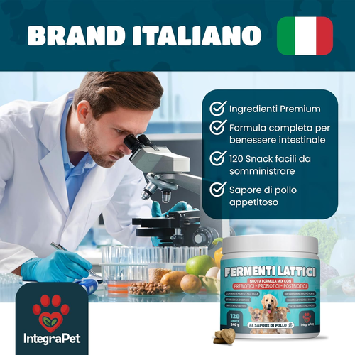 PROBIOTICI per CANI E FERMENTI LATTICI per Salute Intestinale E Prurito 120 Snac - Foto 3 di 12