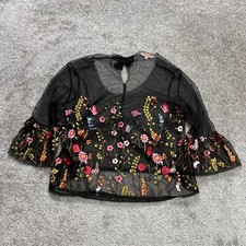 Grand and Greene Blouse Womens XL Black Sheer...