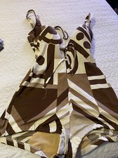 Vitg COLE OF CALIFORNIA Multi Color Earthtone Swimsuit Size 16. 60 s 70 s