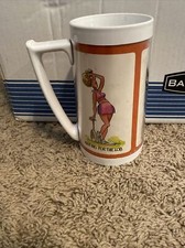1970’s Dart Plastic Thermo Sew Mug Stein Tumbler Tennis Humor Made in USA 6.25”