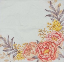 TWO Individual Napkins Peonies Flowers Lunch for Decoupage 120