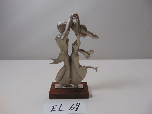 Statua Amore Vintage Made in Italy Peltro Artigianale Coppia Danzante DIE D.I.E 6" - Foto 4 di 11