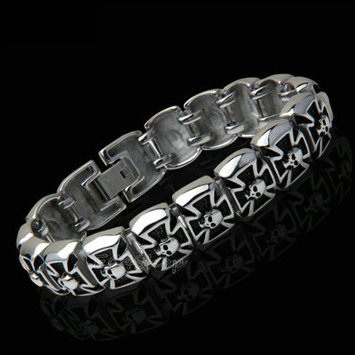 アクセサリー LOINARMIS iron cross ball chain bracelet biker-cross-chain-bracelet-