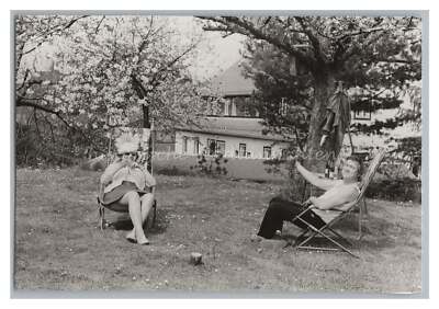 Snapshot Whimsical Photo of Man & Woman in Garden with Beer Mug - Old Photo