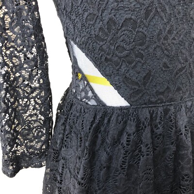 Abercrombie & Fitch Women's Black Lace Long Sleeve Skater Style Dress Small  | eBay