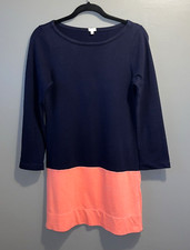 J.Crew Navy Colorblock Jersey Dress Womens XS Cotton Bracelet Sleeve Side-Zip