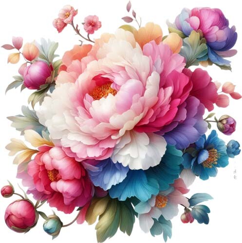 Watercolour Peony Flower Wall Art Bedroom Nursery Car Decor Vinyl Sticker Decal - Picture 1 of 7