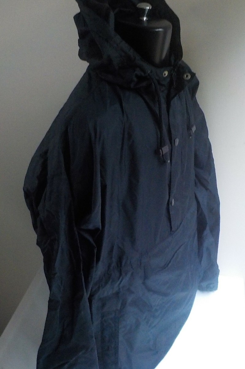 J. CREW Windbreaker Anorak Jacket Navy Nylon Hood Half Zip