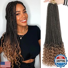 18 Inch Goddess Box Braids Crochet Hair 8 Packs Pre-looped Box Braids with Cu