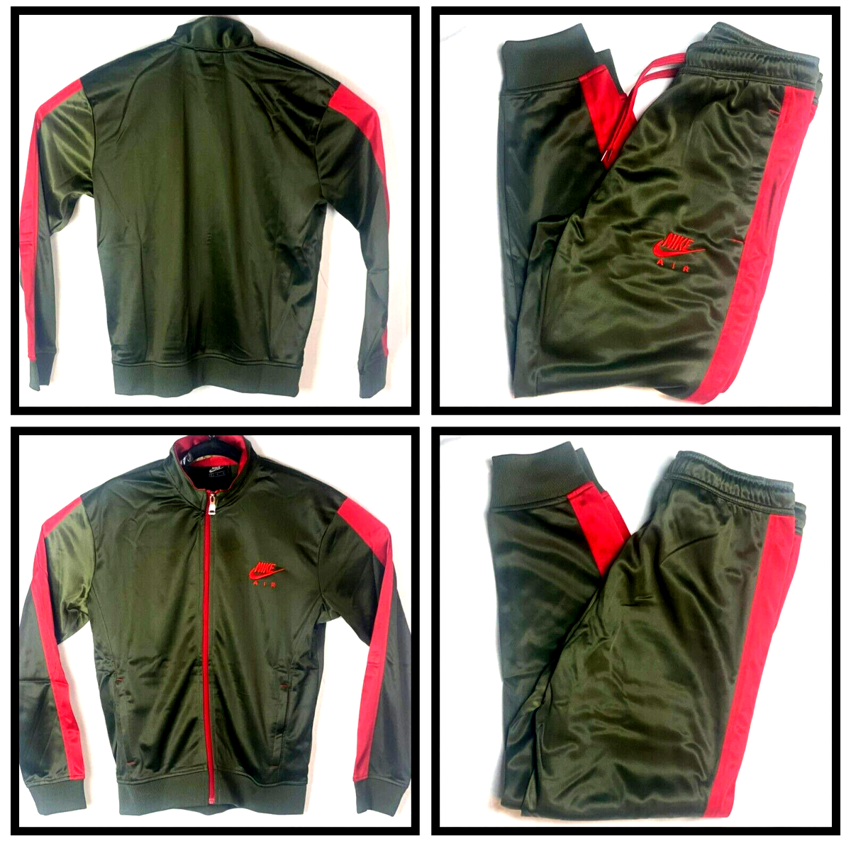 Nike Matching Club Fleece Sweatsuit Tracksuit Outfit Men's Hunter Green/Red  | eBay