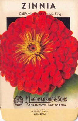 Vintage Seed Packet: Zinnia, Lagomarsino & Sons, Sacramento, 1940's