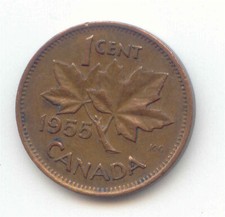Canada 1955 Canadian Copper PENNY one cent 1c Queen Elizabeth II EXACT COIN
