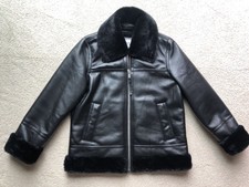 Gap Vegan Leather Faux Fur Trim Moto Jacket Coat Outerwear Black Fur Lining S