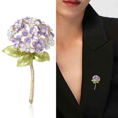 Luxury Powder Hydrangea Brooch Pin Fall Autumn Thanksgiving Jewelry Gift Women