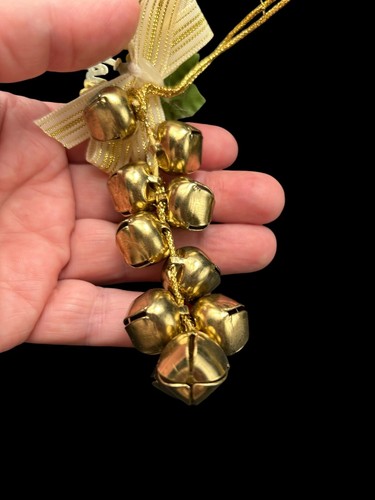 Vintage set of 3 MCM Brass Jingle Bell Cluster Christmas Holiday Ornaments - Picture 2 of 4