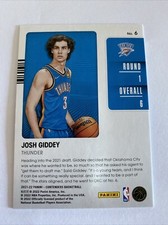 2021-22 CONTENDERS 2021 DRAFT CLASS GREEN ICE Josh Giddey #6 RC SP