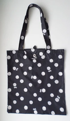 RADLEY - RADLEY SPOT - SPOT & DOG PRINT - BLACK FOLDAWAY TOTE SHOPPER - RRP £16