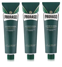 Proraso Shaving Cream, Eucalyptus and Menthol, 150ml Tube (3 Pack)