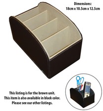 Leather TV Remote Control Organizer Brown for Storage Home Desk Holder 00-210BN