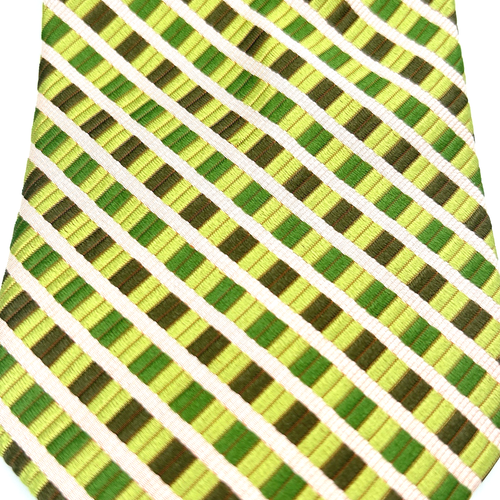 Stacy Adams Sign Gold 100% Silk Hand Made Mens Necktie Green Tonal Stripe 4W 60L - Picture 3 of 8