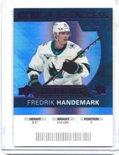 2020/21 UD CREDENTIALS FREDRIK HANDEMARK DEBUT TICKET ACCESS PURPLE RC #d/10