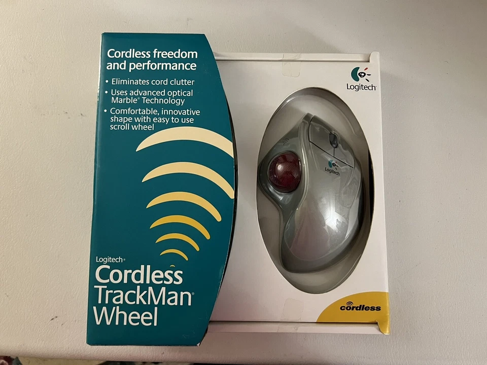 Logitech Cordless Trackman Wheel Computer Mouse, NIB, FACTORY SEALED. NEW! 2002 - Image 2 of 4