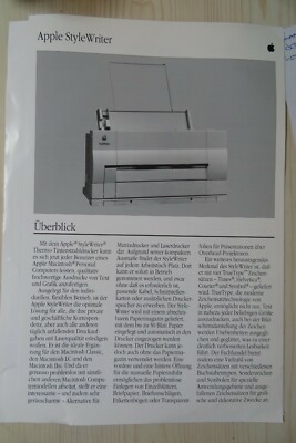 Apple Werbeprospekt: ''Apple Style Writer'' 4-seitiges Prospekt von März 1991