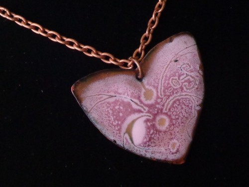 queen of my heart vintage necklace mid century enamel on copper