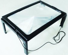 3x Desktop suspended dual purpose A4 Fresnel lens magnifier with 4 LED light