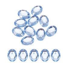 10Pcs Acrylic Oval Gems 30x40 mm Flat Back Rhinestones DIY Light Blue