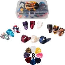 Thumb Finger Picks Plectrum with Plastic Picks Case, 3 Pairs - FREE SHIPPING USA