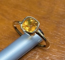 Estate 925 Sterling Silver Gold Vermeil Golden Topaz Gemstone Ring Size 7