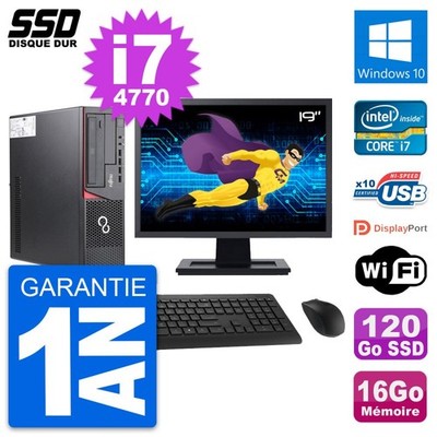 PC Fujitsu E720 E85 + Dt Bildschirm 19 '' i7-4770 RAM 16Go SSD 120Go Windows 10