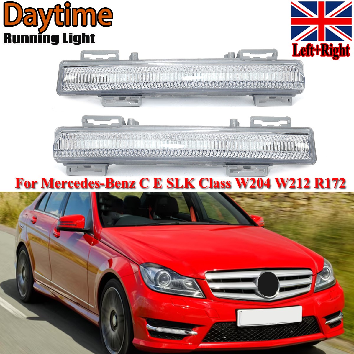 Left+Right LED DRL Daytime Running Fog Lights FOR Mercedes C / E CLASS W204 W212