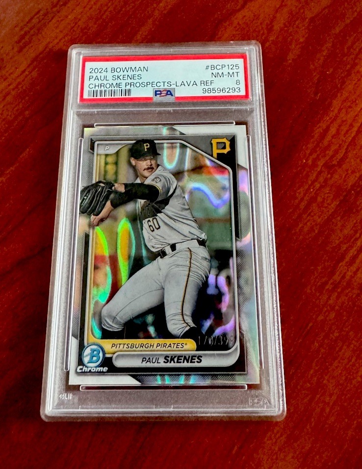 2024 Paul Skenes 170/399 Bowman Chrome Prospects Lava Refractor (RC) PSA 8 view 1