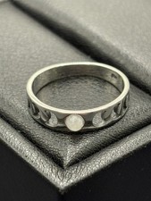 New Condition Sterling Silver Genuine Moonstone Moon Phases Band Ring Size 7 B4