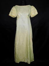 Vintage Lorrie Deb XS 7 Yellow Empire Maxi Dress Short Sleeve Spring Summer