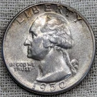 1950 S Washington Quarter AU+ : Almost Uncirculated, SF Mint - .9 Fine Silver