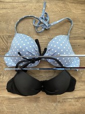 aerie Brooke Shade & Shore 2 Push Up Bikini Halter Swim Tops Polka Dot 34 B
