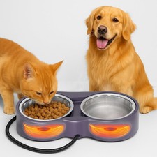 Pet Heated Bowl for Cat Dog, Freeze-Proof Warming Animal Food Feeder with Ant...